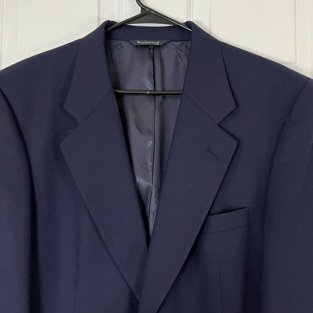 Burberrys vintage USA gold button wool Navy Blazer jackets suit Size 42R READ